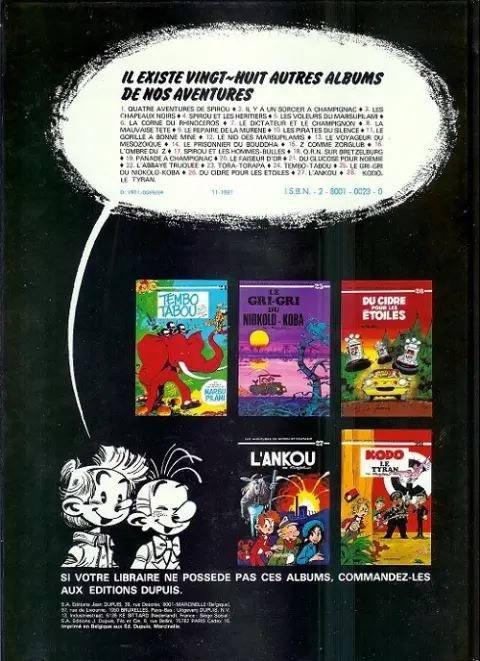 Verso de l'album Spirou et Fantasio Tome 21 Du glucose pour Noémie