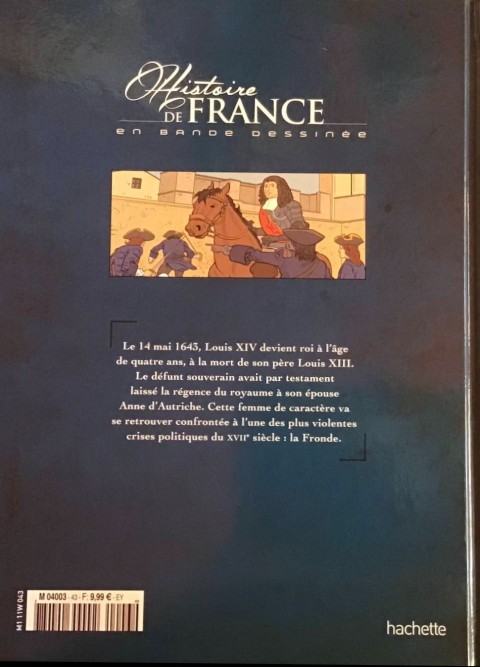 Verso de l'album Histoire de France en bande dessinée Tome 26 Louis XIV la Régence et la Fronde 1643-1661