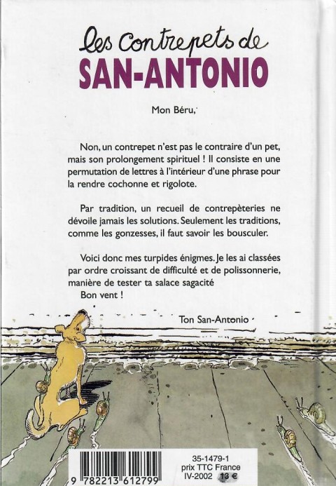 Verso de l'album San-Antonio Les contrepets de San-Antonio