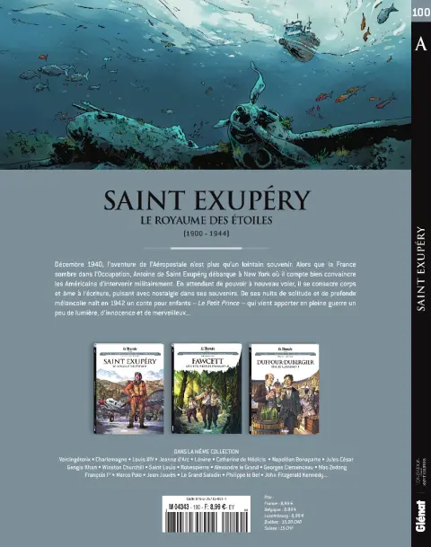 Verso de l'album Les grands personnages de l'Histoire en bandes dessinées Tome 100 Saint Exupéry : Le royaume des étoiles