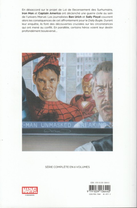 Verso de l'album Civil War Tome 4 Journal de guerre