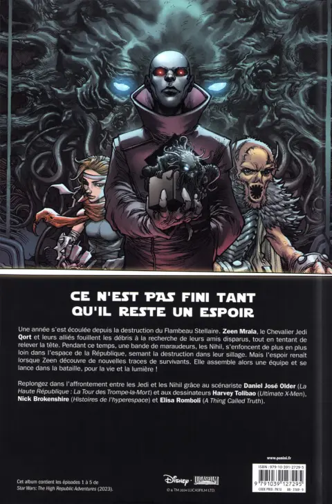 Verso de l'album Star Wars : La Haute République - Les aventures Tome 1 Maintenant ou jamais