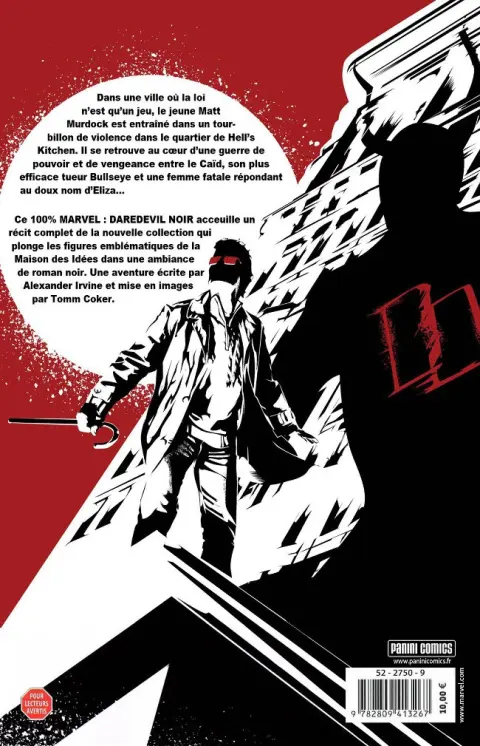 Verso de l'album Daredevil Noir Poker menteur