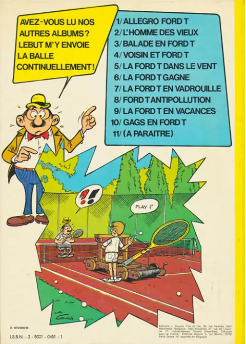 Verso de l'album Marc Lebut et son voisin Tome 10 Gags en Ford T