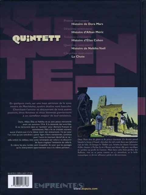 Verso de l'album Quintett Tome 1 Premier mouvement : Histoire de Dora Mars