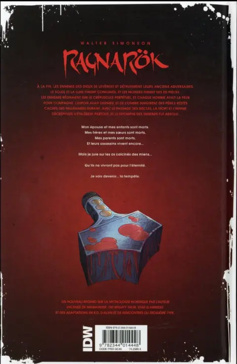 Verso de l'album Ragnarök 1 Le dernier Dieu