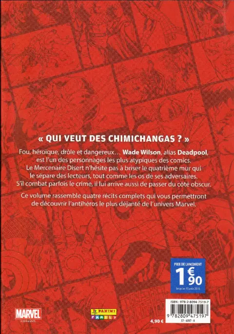 Verso de l'album Super Heroes Collection Tome 4 Deadpool