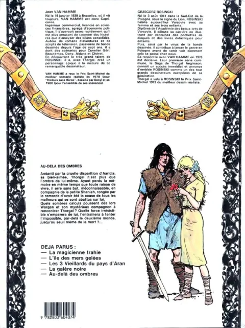 Verso de l'album Thorgal Tome 5 Au-delà des ombres