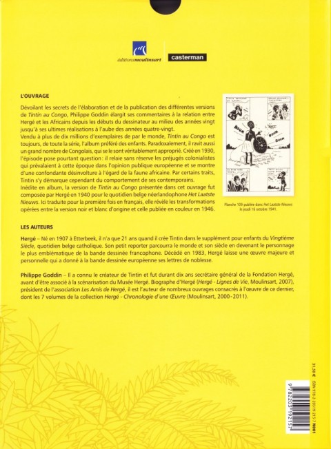 Verso de l'album Tintin - Divers Les Tribulations de Tintin au Congo