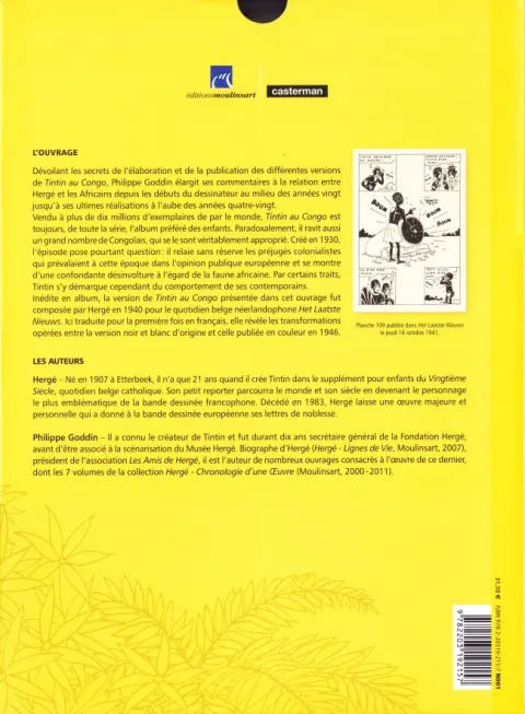 Verso de l'album Tintin - Divers Les Tribulations de Tintin au Congo