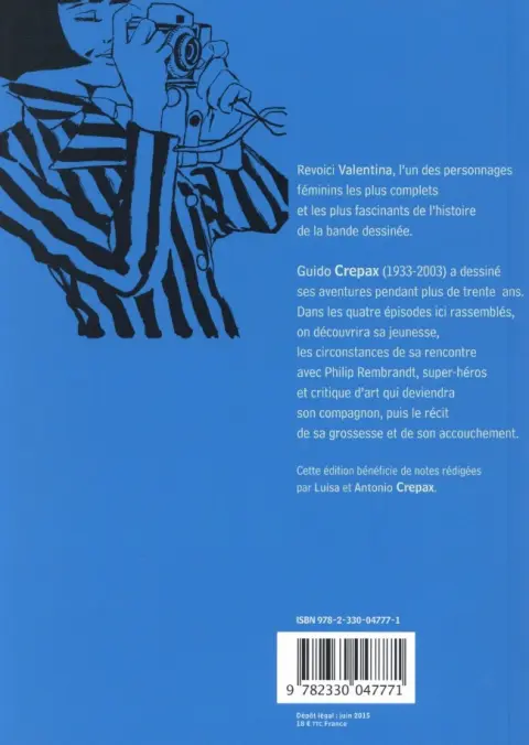 Verso de l'album Valentina Actes Sud Tome 1 Biographie d'un personnage