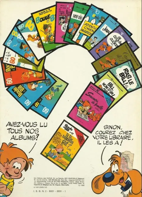 Verso de l'album Boule & Bill Tome 2 60 gags de Boule et Bill