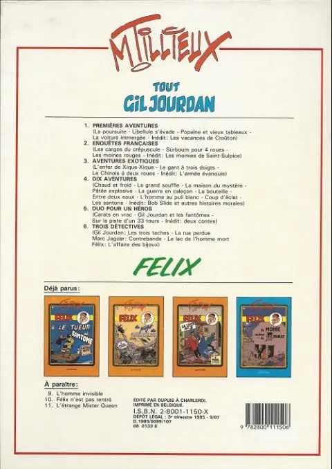 Verso de l'album Gil Jourdan Tout Gil Jourdan Tome 2 Enquêtes françaises