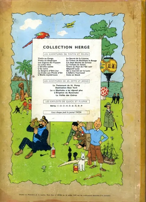 Verso de l'album Les Aventures de Jo, Zette et Jocko Tome 5 La vallée des cobras