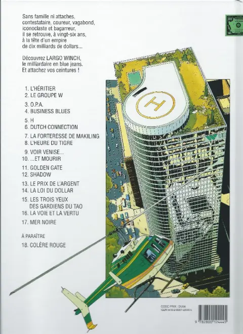 Verso de l'album Largo Winch Tome 8 L'heure du Tigre