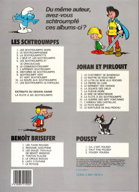 Verso de l'album Les Schtroumpfs Tome 10 La soupe aux Schtroumpfs