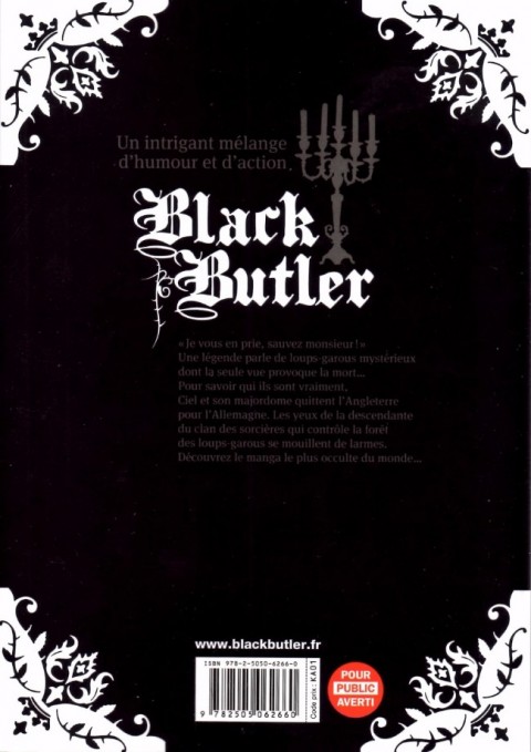 Verso de l'album Black Butler 19 Black Ventriloquist