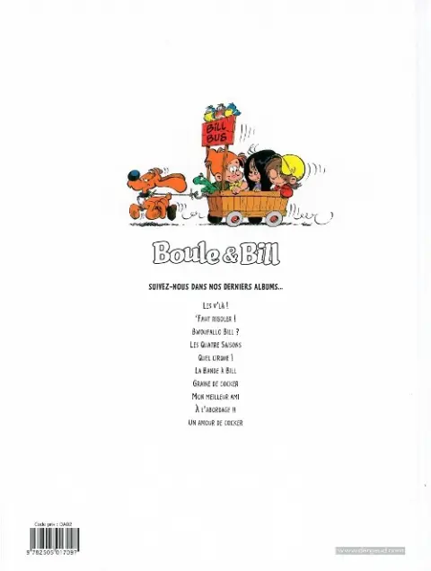 Verso de l'album Boule & Bill Tome 34 Un amour de cocker
