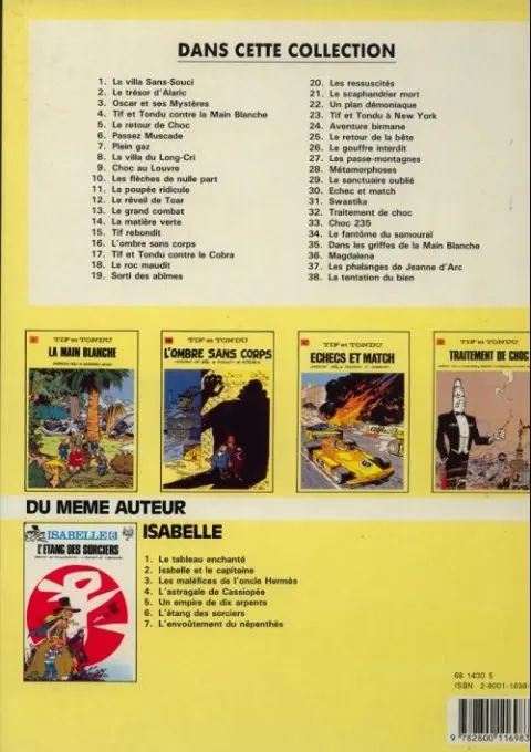 Verso de l'album Tif et Tondu Tome 38 La tentation du bien