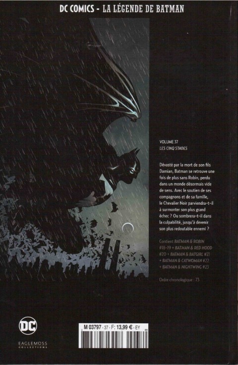 Verso de l'album DC Comics - La légende de Batman Volume 37 LES CINQ STADES