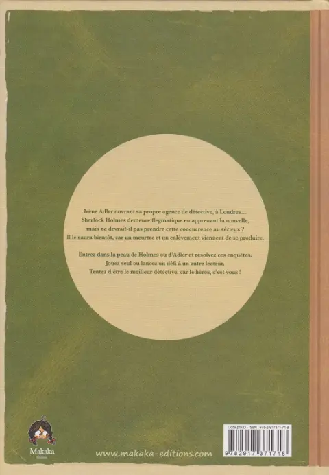 Verso de l'album Sherlock Holmes - La BD dont vous êtes le héros Tome 4 Le défi d'Irène Adler