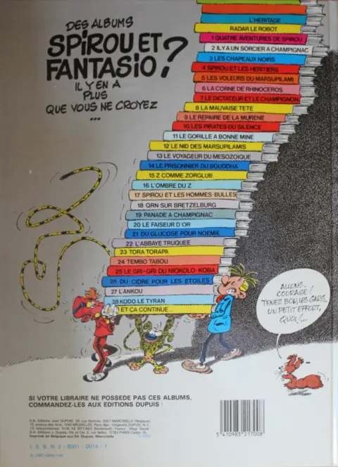Verso de l'album Spirou et Fantasio Tome 12 Le nid des Marsupilamis