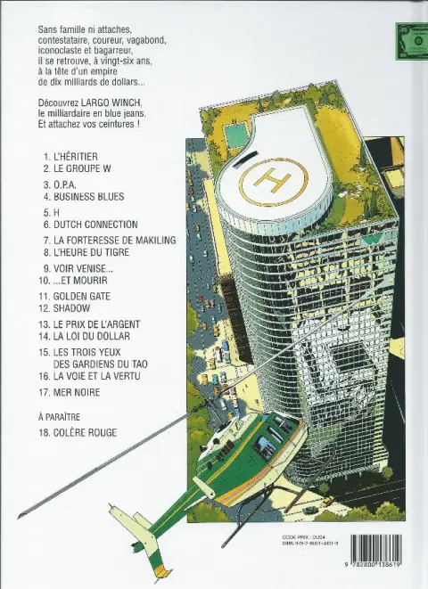 Verso de l'album Largo Winch Tome 15 Les trois yeux des gardiens du Tao