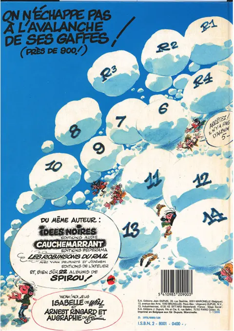 Verso de l'album Gaston Tome 12 Le gang des gaffeurs
