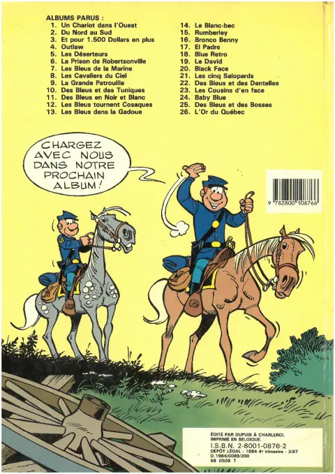 Verso de l'album Les Tuniques Bleues Tome 19 Le David