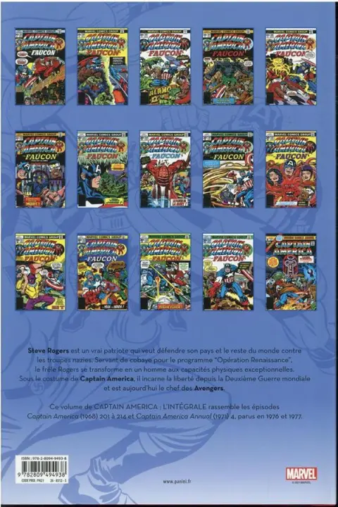 Verso de l'album Captain America - L'intégrale Tome 11 1976-1977