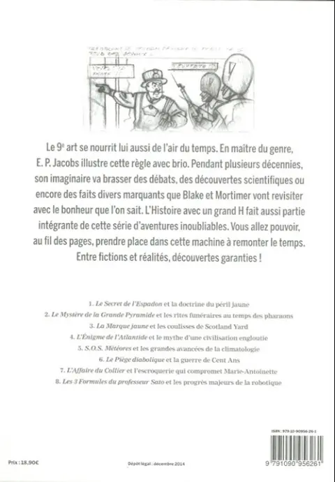 Verso de l'album Les Personnages de Blake et Mortimer dans l'Histoire