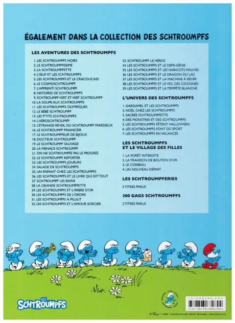 Verso de l'album Les Schtroumpfs Tome 36 Les Schtroumpfs et le dragon du lac