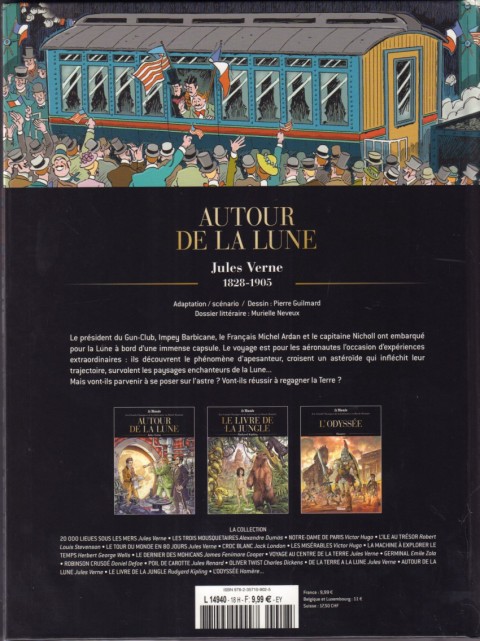 Verso de l'album Les Grands Classiques de la littérature en bande dessinée Tome 17 Autour de la Lune