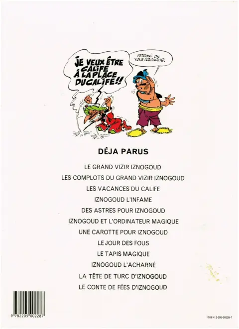 Verso de l'album Iznogoud Tome 2 Les complots du grand vizir Iznogoud