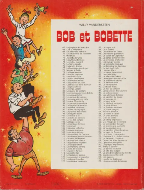 Verso de l'album Bob et Bobette Tome 74 le matou marrant