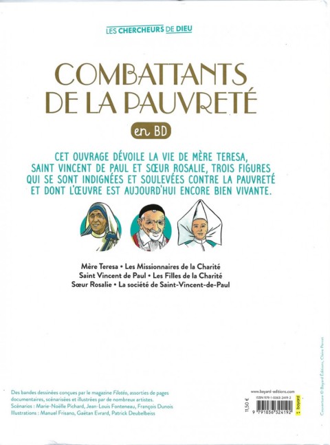 Verso de l'album Les Chercheurs de Dieu Combattants de la pauvreté en BD