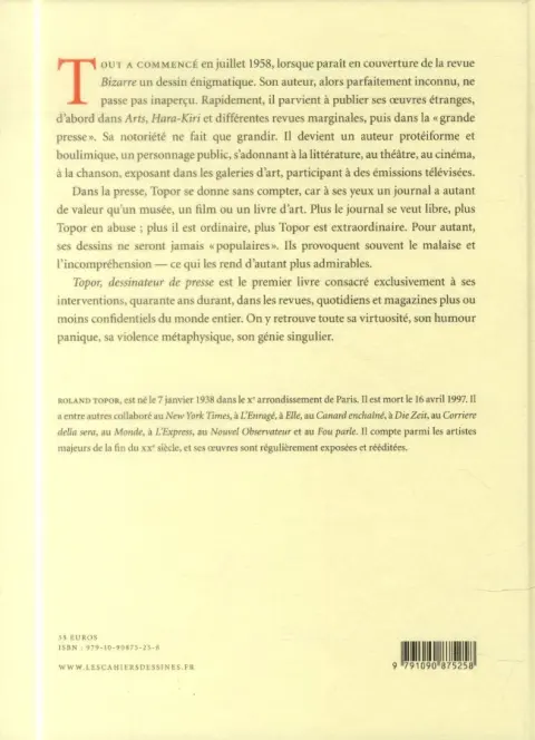 Verso de l'album Topor dessinateur de presse