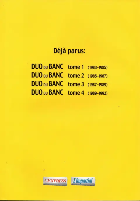 Verso de l'album Duo du banc Tome 5 (1999-2002)