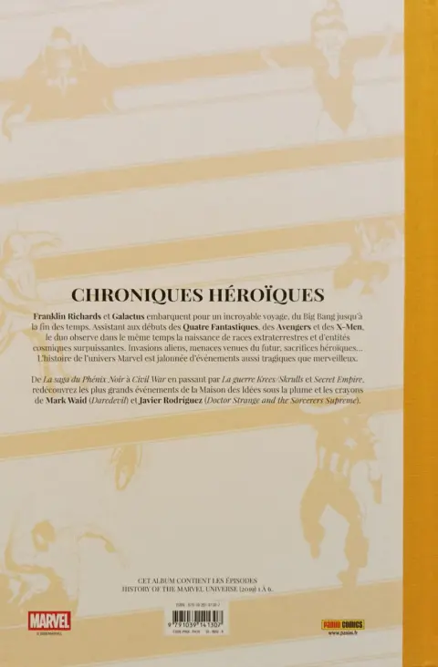 Verso de l'album L'histoire de l'univers Marvel