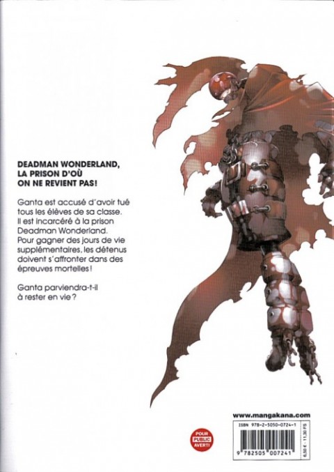 Verso de l'album Deadman Wonderland Tome 1