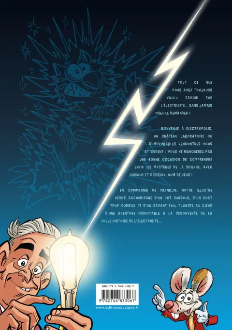 Verso de l'album La Folle histoire de l'électricité