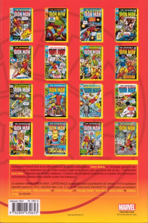 Verso de l'album Iron Man - L'Intégrale Tome 6 1970-1971