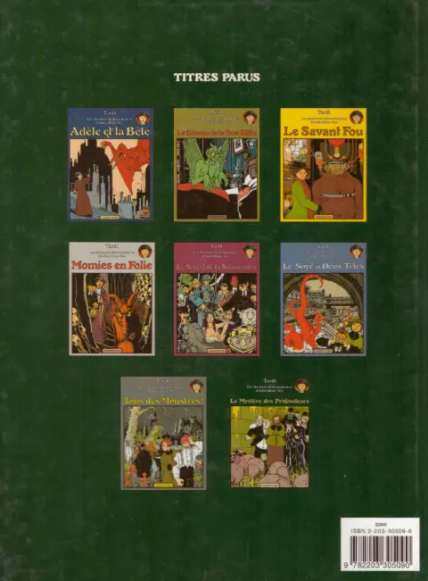 Verso de l'album Les Aventures Extraordinaires d'Adèle Blanc-Sec Tome 8 Le Mystère des Profondeurs