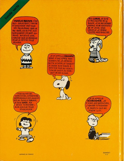 Verso de l'album Peanuts Tome 4 Snoopy et ses Amis