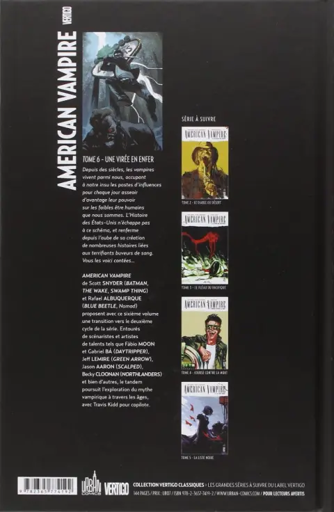 Verso de l'album American Vampire Tome 6 Une virée en enfer
