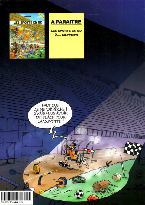 Verso de l'album Les Sports en BD 1ère mi-temps