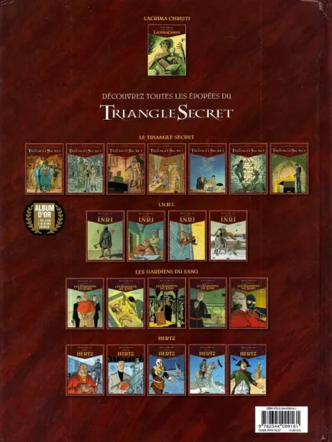 Verso de l'album Le Triangle secret - Lacrima Christi Tome I L'Alchimiste