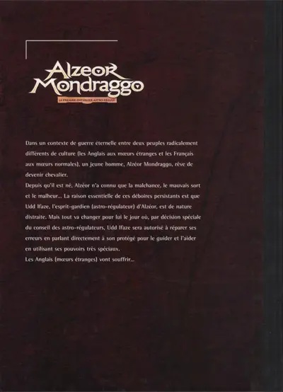 Verso de l'album Alzéor Mondraggo Tome 1 La pierre blanche