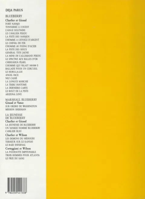Verso de l'album La Jeunesse de Blueberry Tome 2 Un yankee nommé Blueberry