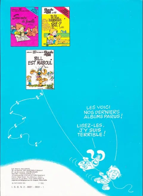 Verso de l'album Boule & Bill Tome 2 60 gags de Boule et Bill